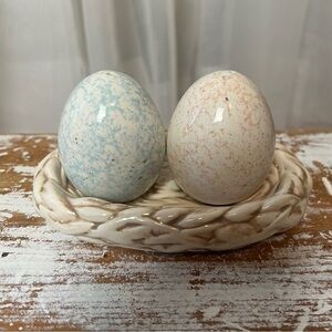 Modern Southern Home Blue And Pink Easter Egg Salt And Pepper Shaker Set